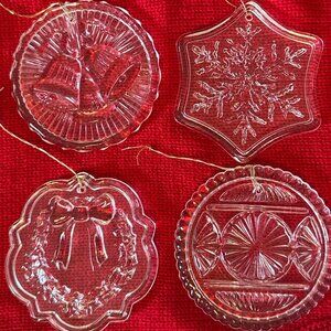 Four (4) Glass Christmas Xmas Ornaments